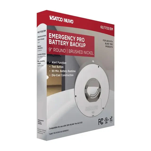 Blink Pro EM Battery Backup 9-in Round Shape Brushed Nickel Finish - Image 8