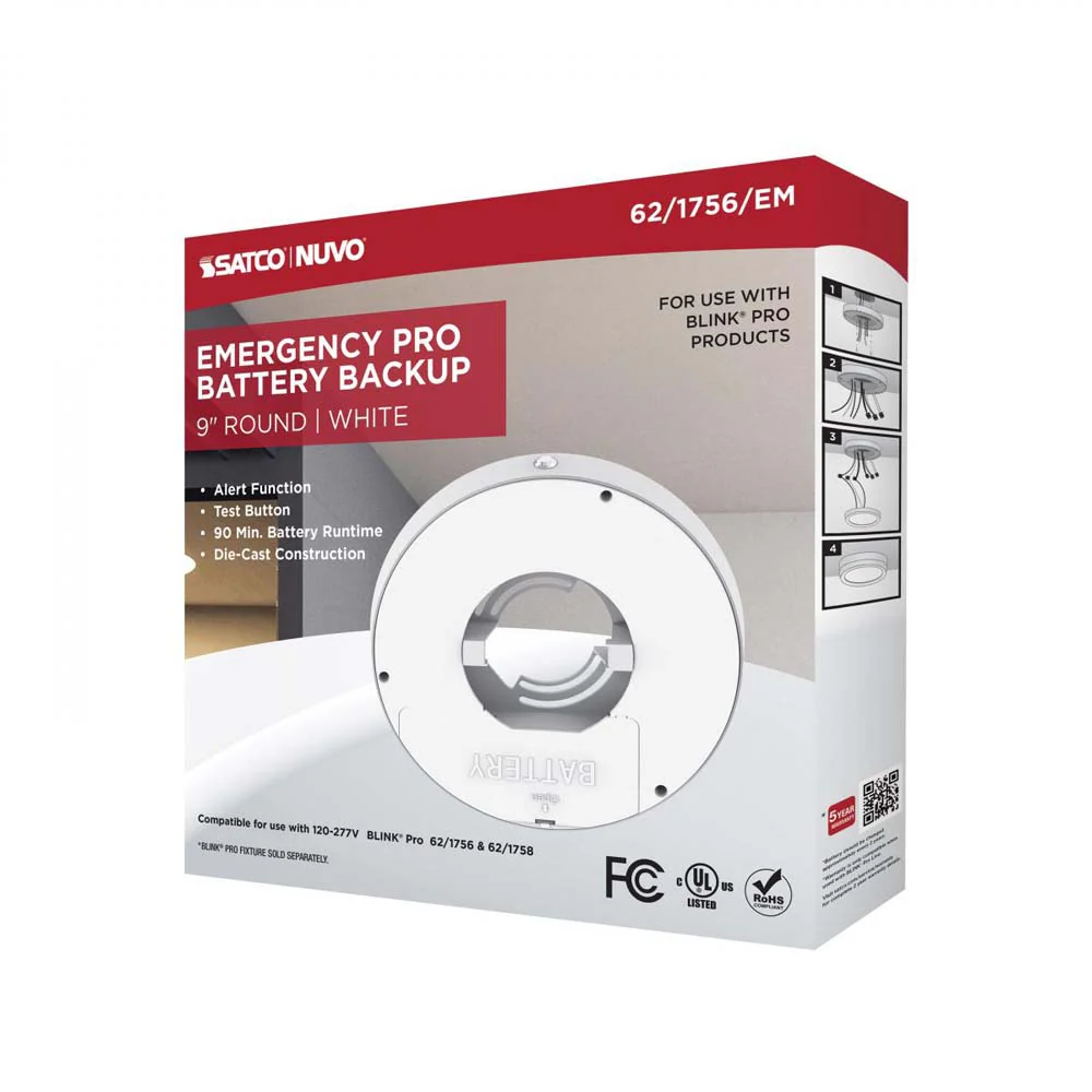 Blink Pro Emergency Battery Backup 9-in Round Shape White Finish - Image 6