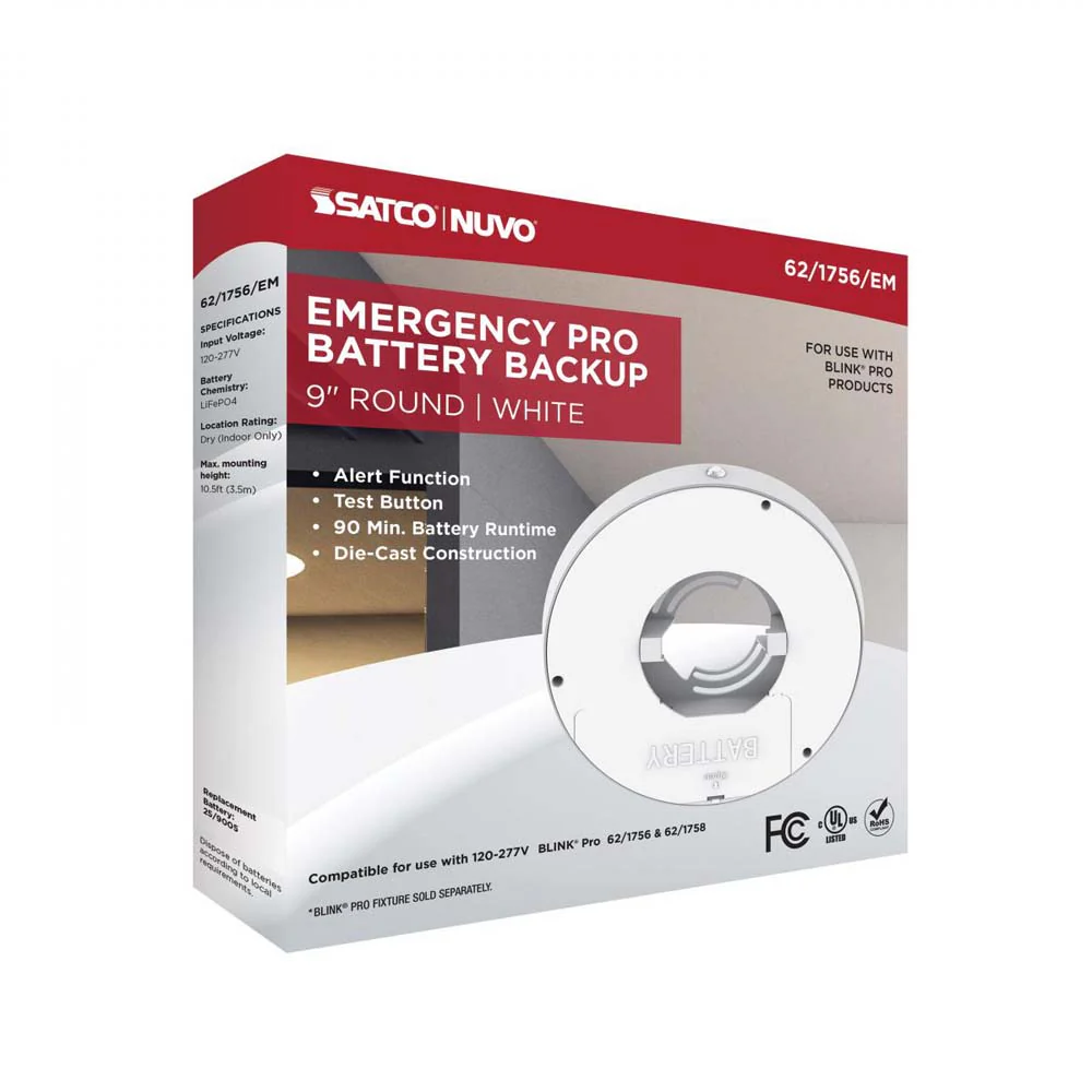 Blink Pro Emergency Battery Backup 9-in Round Shape White Finish - Image 7