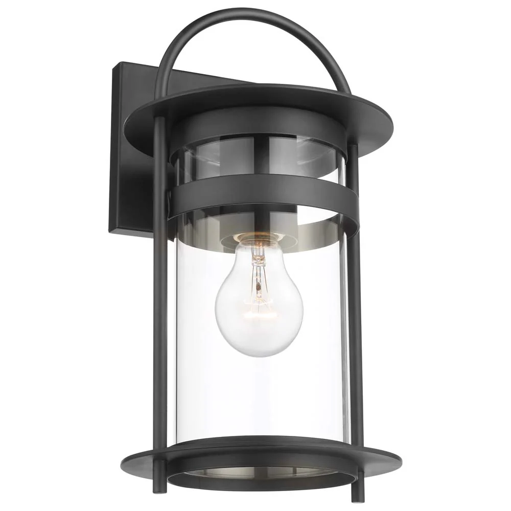 Bracer Medium Wall Lantern Matte Black Finish w/ Clear Glass - Image 3