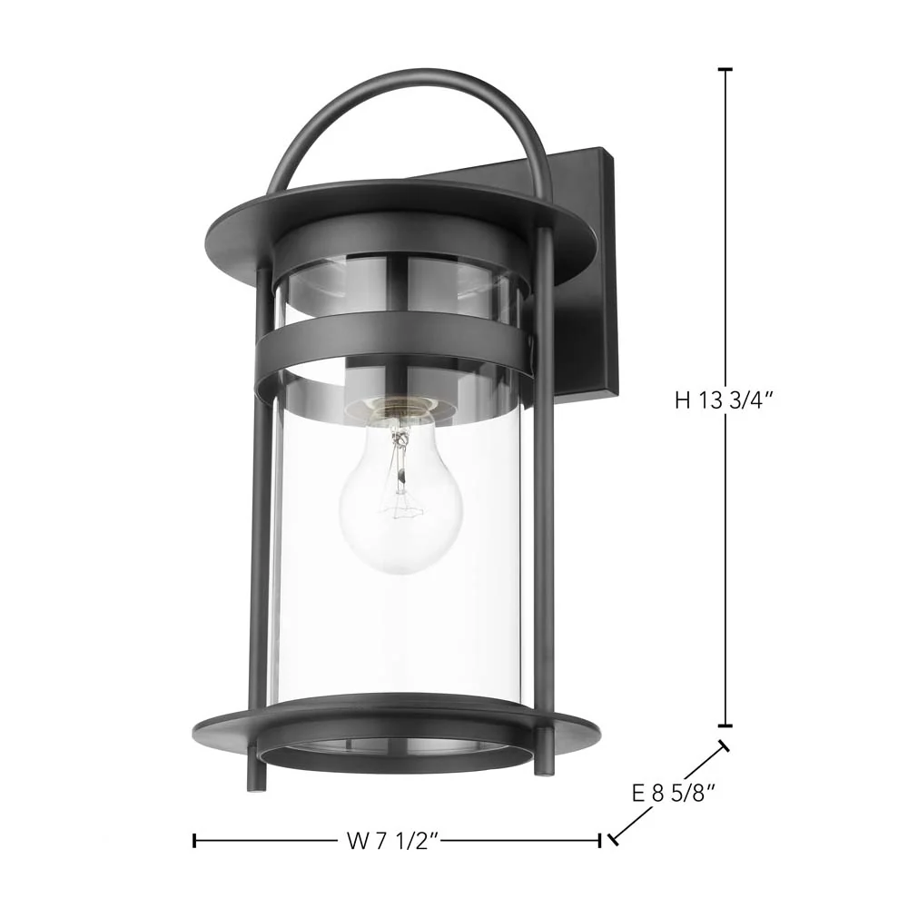 Bracer Medium Wall Lantern Matte Black Finish w/ Clear Glass - Image 6