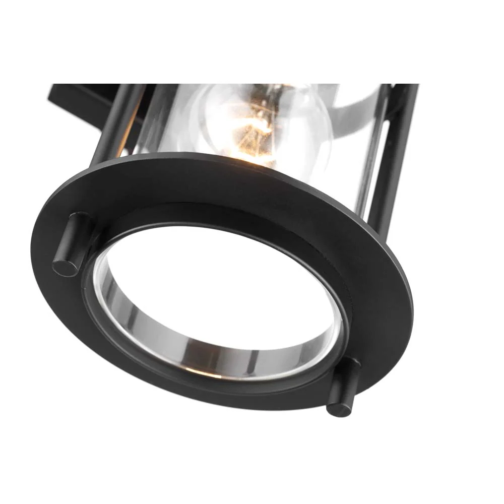 Bracer Small Wall Lantern Matte Black Finish w/ Clear Glass - Image 5