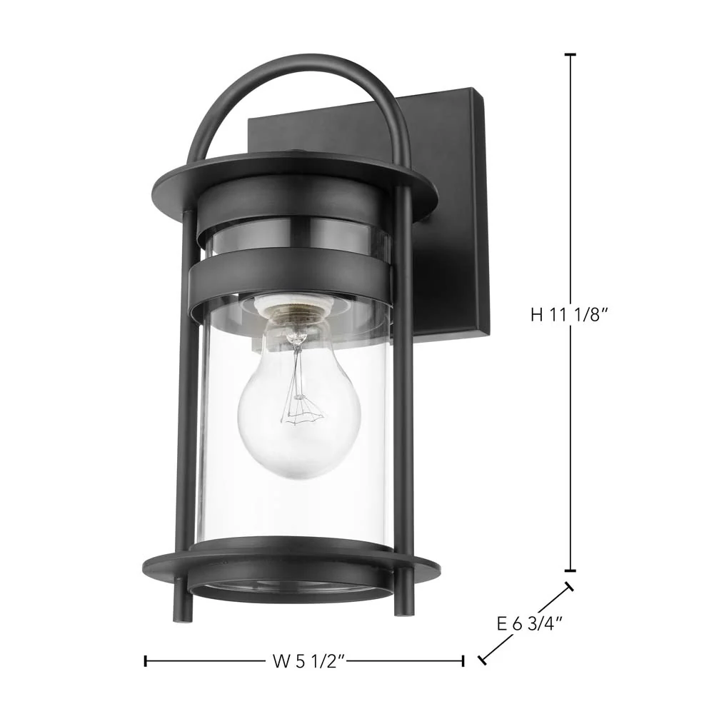 Bracer Small Wall Lantern Matte Black Finish w/ Clear Glass - Image 7