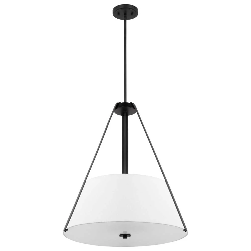 Brewster 3-Light Pendant Black Finish Faux Leather Wrapped Straps White Shade - Image 3