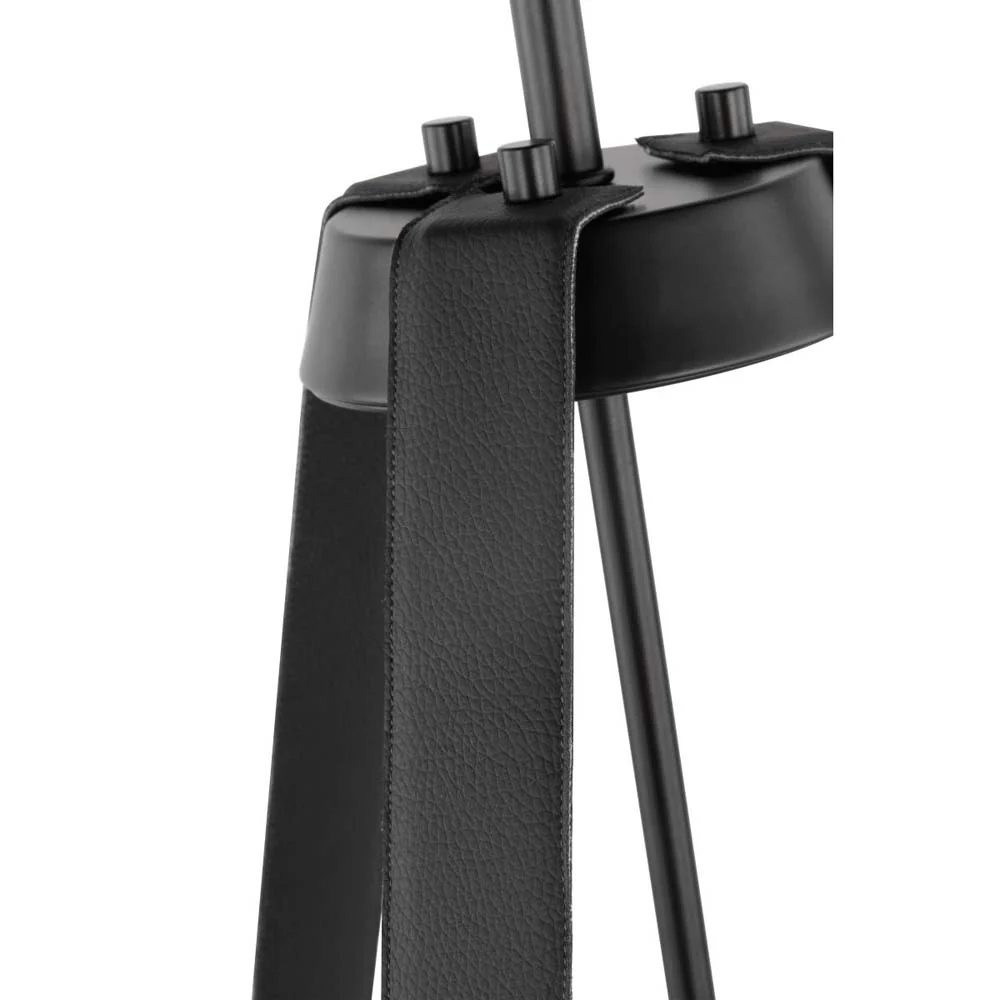 Brewster 3-Light Pendant Black Finish Faux Leather Wrapped Straps White Shade - Image 5