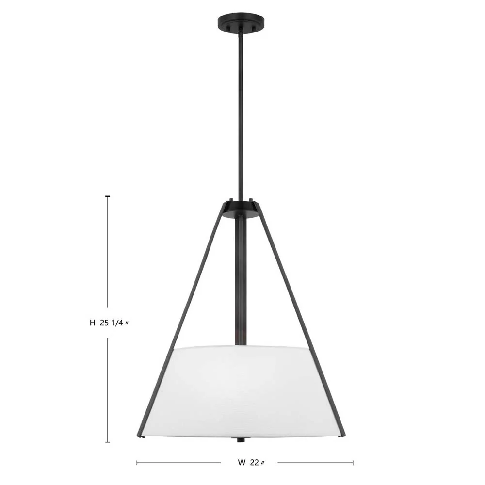 Brewster 3-Light Pendant Black Finish Faux Leather Wrapped Straps White Shade - Image 6