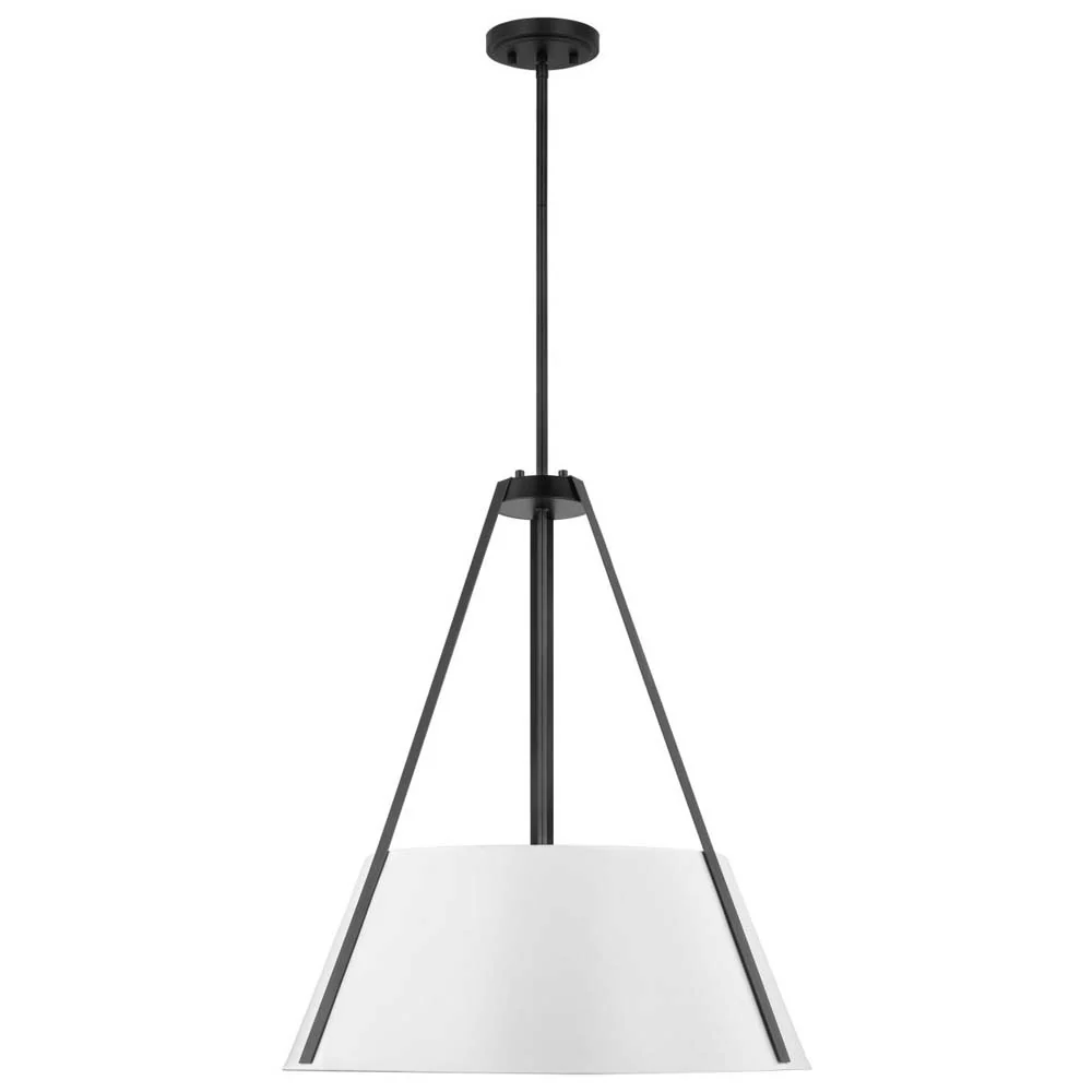 Brewster 3-Light Pendant Black Finish White Metal Shade - Image 2