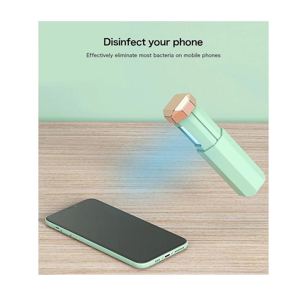 Chargeable Mini UV-C Sanitizer and Disinfection Stick - Green Finish - Image 5