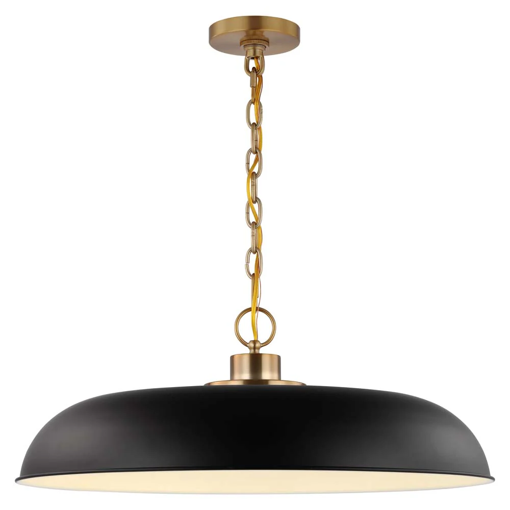 Colony 1-Light Large Pendant Matte Black with Burnished Brass - Image 2