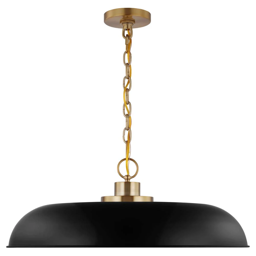 Colony 1-Light Large Pendant Matte Black with Burnished Brass - Image 3