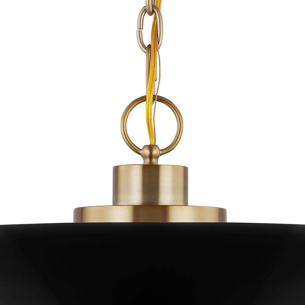 Colony 1-Light Large Pendant Matte Black with Burnished Brass - Image 4