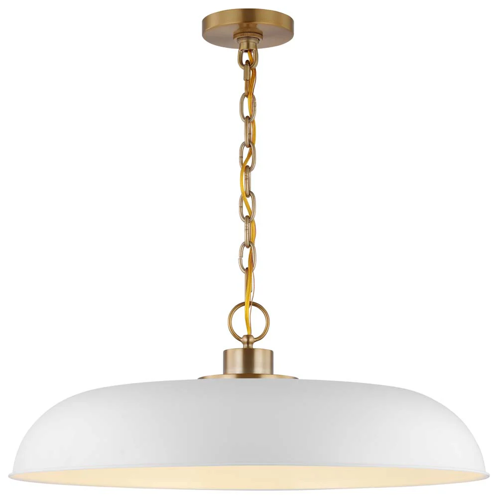 Colony 1-Light Large Pendant Matte White with Burnished Brass - Image 2