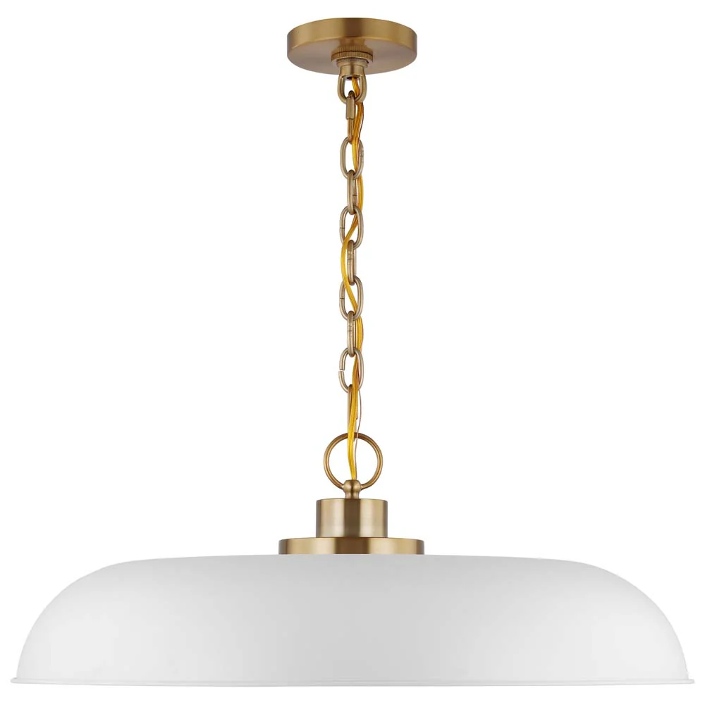 Colony 1-Light Large Pendant Matte White with Burnished Brass - Image 3