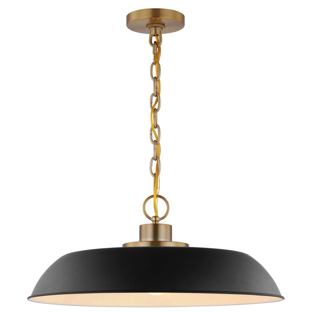 Colony 1-Light Medium Pendant Matte Black with Burnished Brass - Image 2