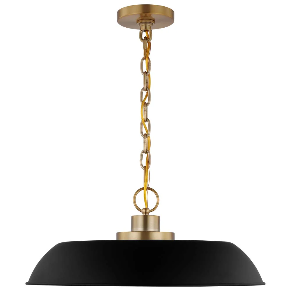 Colony 1-Light Medium Pendant Matte Black with Burnished Brass - Image 3