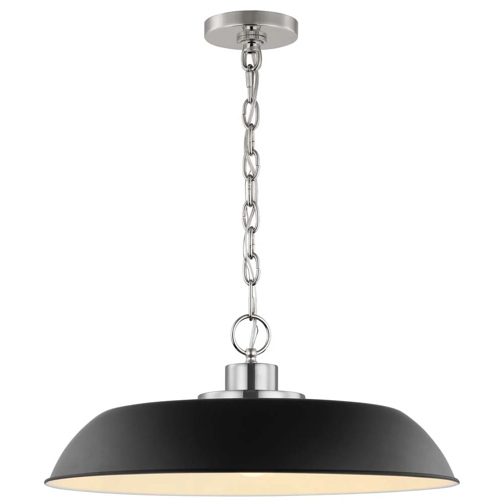 Colony 1-Light Medium Pendant Matte Black with Polished Nickel - Image 2