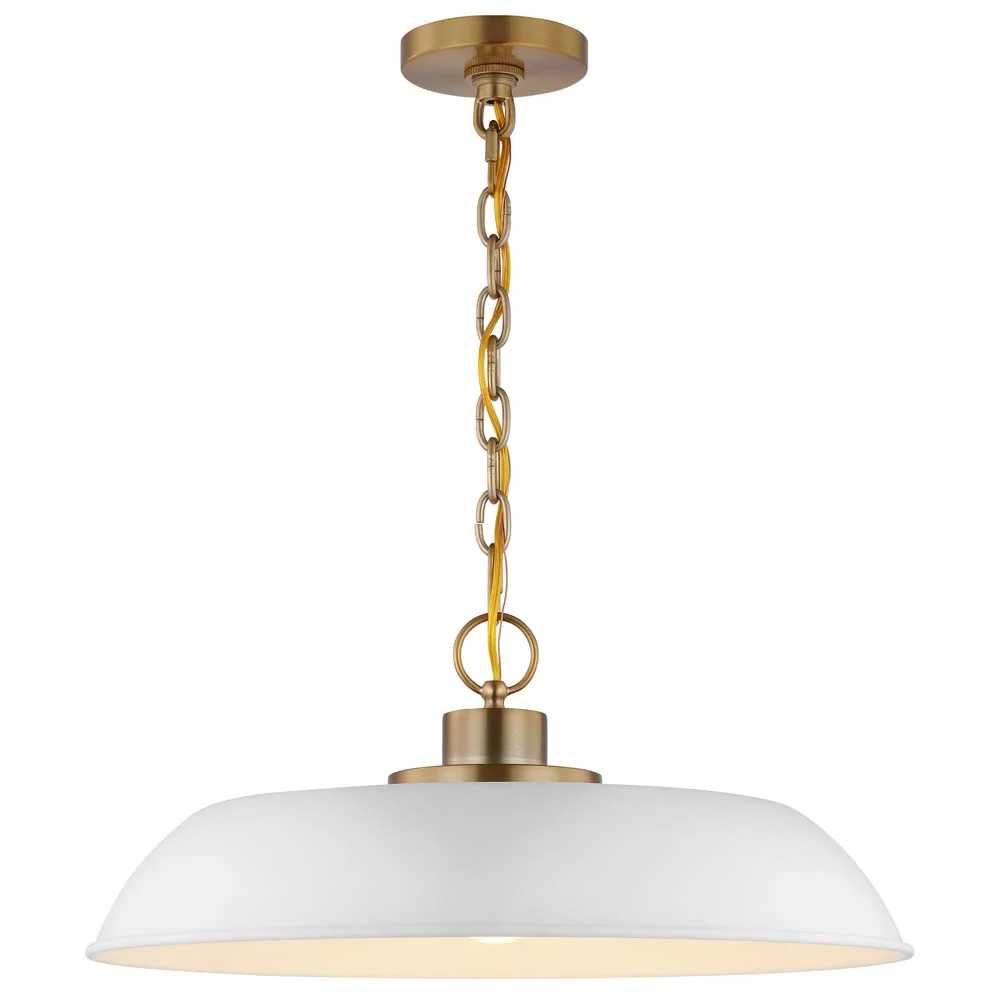 Colony 1-Light Medium Pendant Matte White with Burnished Brass - Image 2