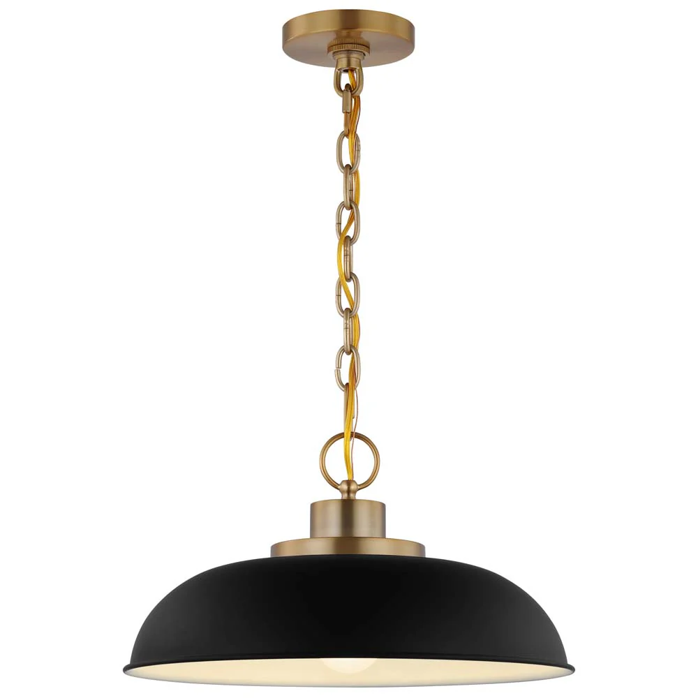 Colony 1-Light Small Pendant Matte Black with Burnished Brass - Image 2