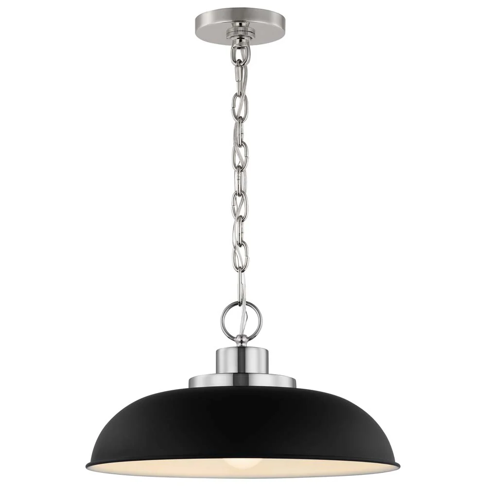 Colony 1-Light Small Pendant Matte Black with Polished Nickel - Image 2