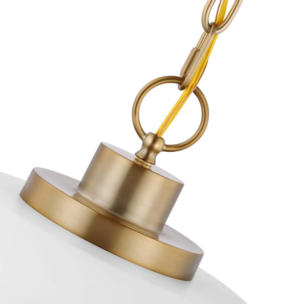 Colony 1-Light Small Pendant Matte White with Burnished Brass - Image 4