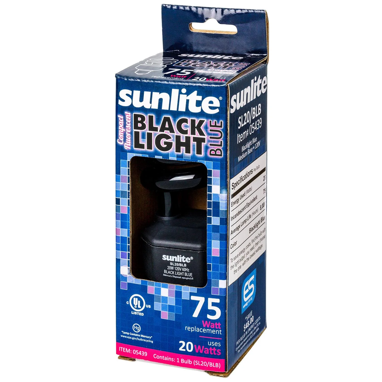 Compact Fluorescent 20w Mini Twist Blacklight Blue Light Bulb - Image 2
