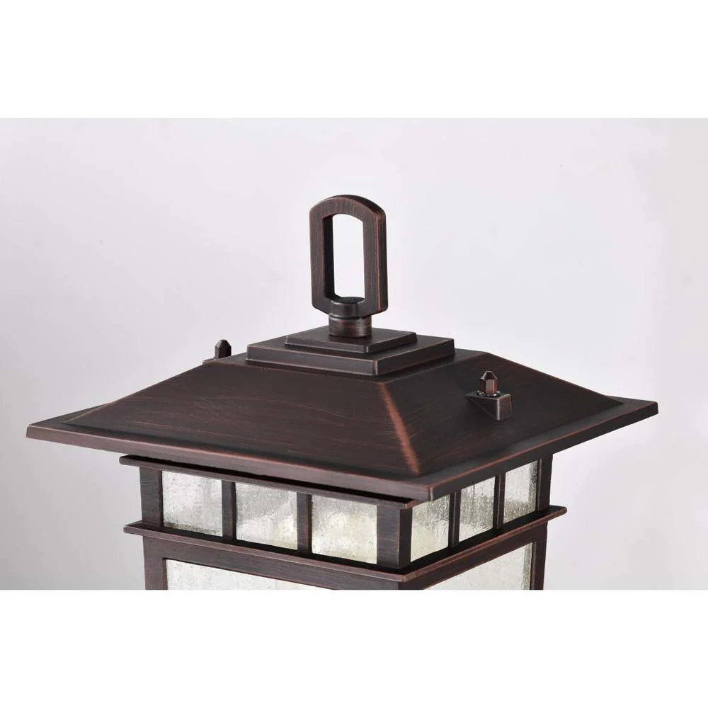 Cove Neck 14-in Post Light Lantern Rustic Bronze Finish w/ Clear Seeded Glass - Image 3