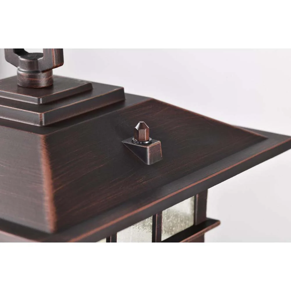 Cove Neck 14-in Post Light Lantern Rustic Bronze Finish w/ Clear Seeded Glass - Image 4