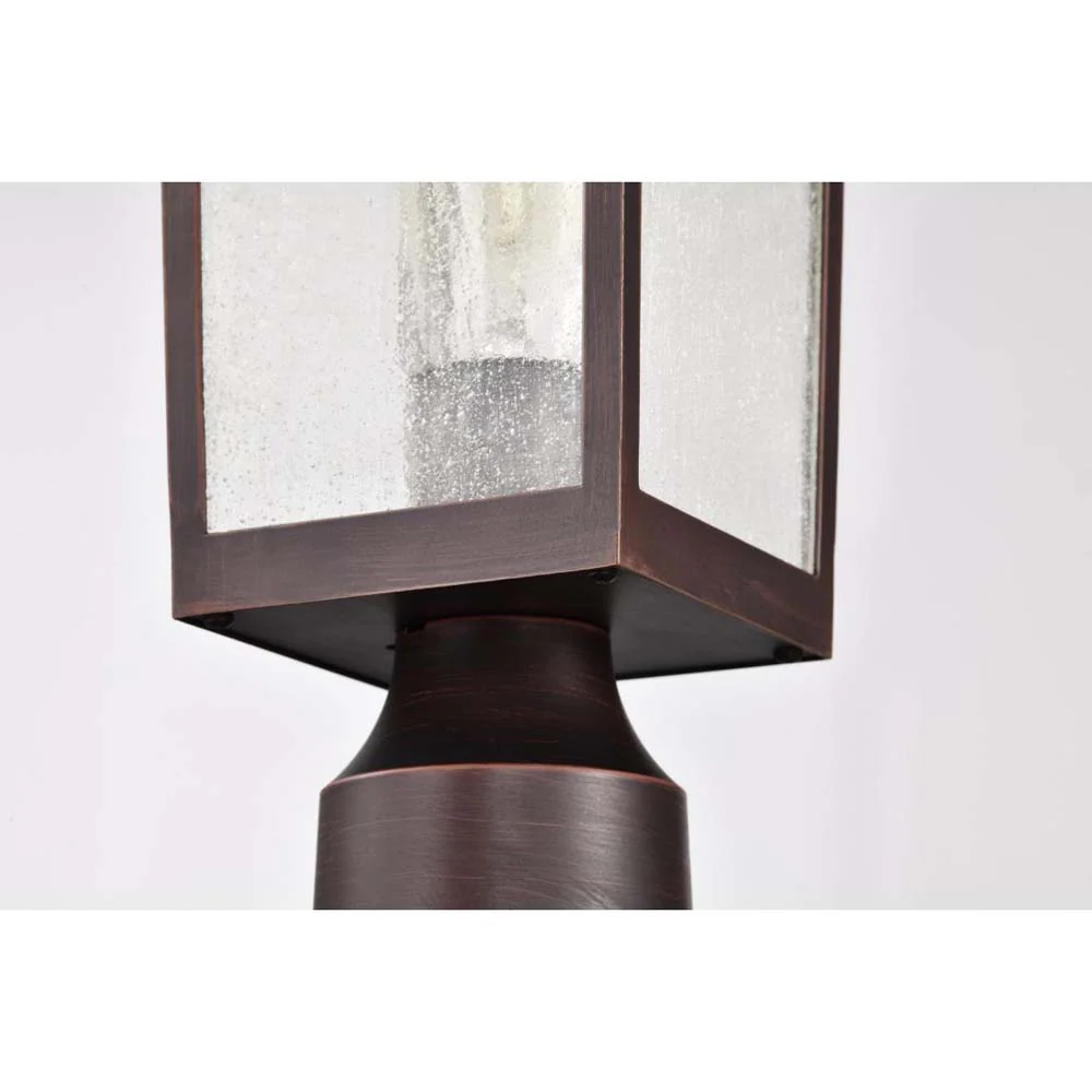 Cove Neck 14-in Post Light Lantern Rustic Bronze Finish w/ Clear Seeded Glass - Image 7