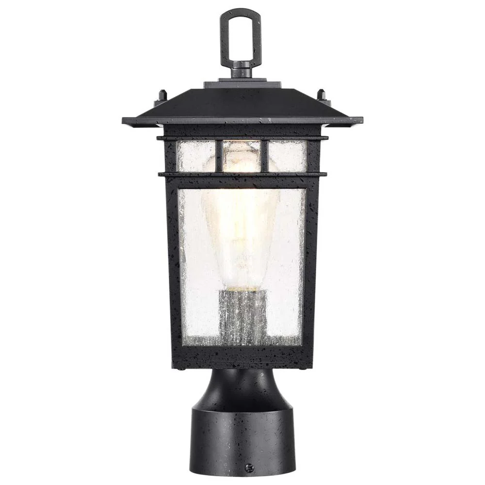 Cove Neck 14-in Post Light Lantern Textured Black Finish w/ Clear Seeded Glass - Image 2