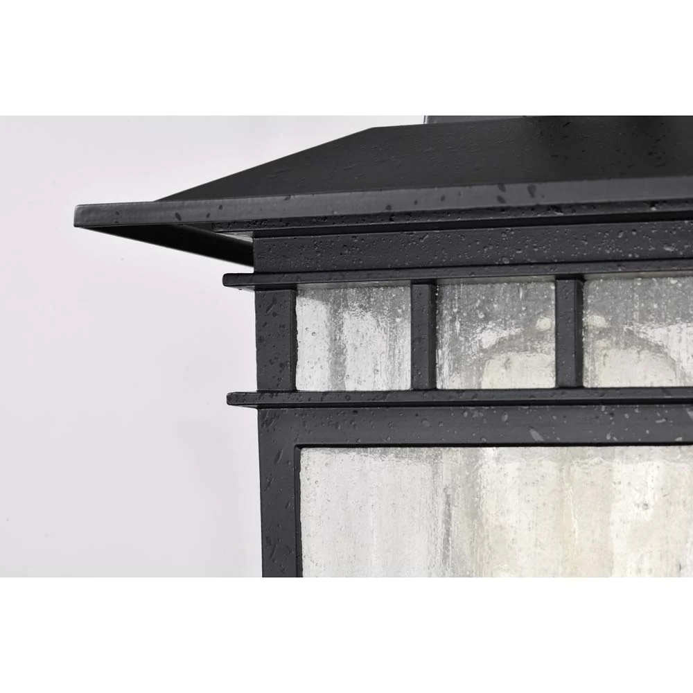 Cove Neck 14-in Post Light Lantern Textured Black Finish w/ Clear Seeded Glass - Image 4