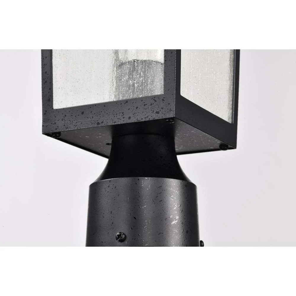 Cove Neck 14-in Post Light Lantern Textured Black Finish w/ Clear Seeded Glass - Image 6