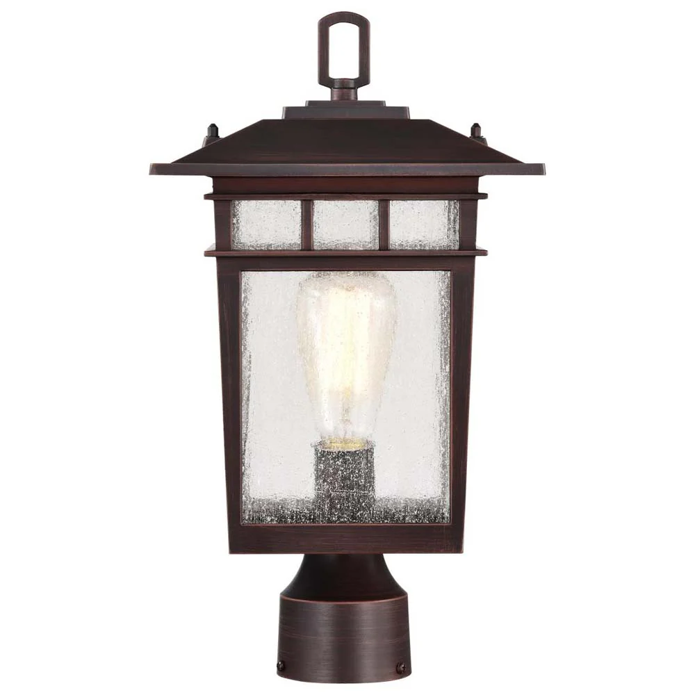 Cove Neck 16-in Post Light Lantern Rustic Bronze Finish w/ Clear Seeded Glass - Image 2