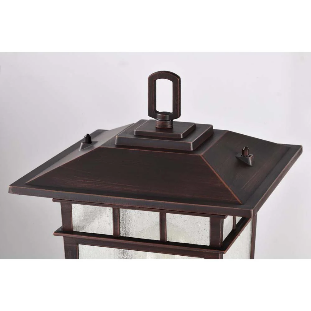 Cove Neck 16-in Post Light Lantern Rustic Bronze Finish w/ Clear Seeded Glass - Image 3