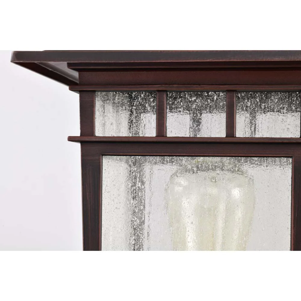 Cove Neck 16-in Post Light Lantern Rustic Bronze Finish w/ Clear Seeded Glass - Image 4