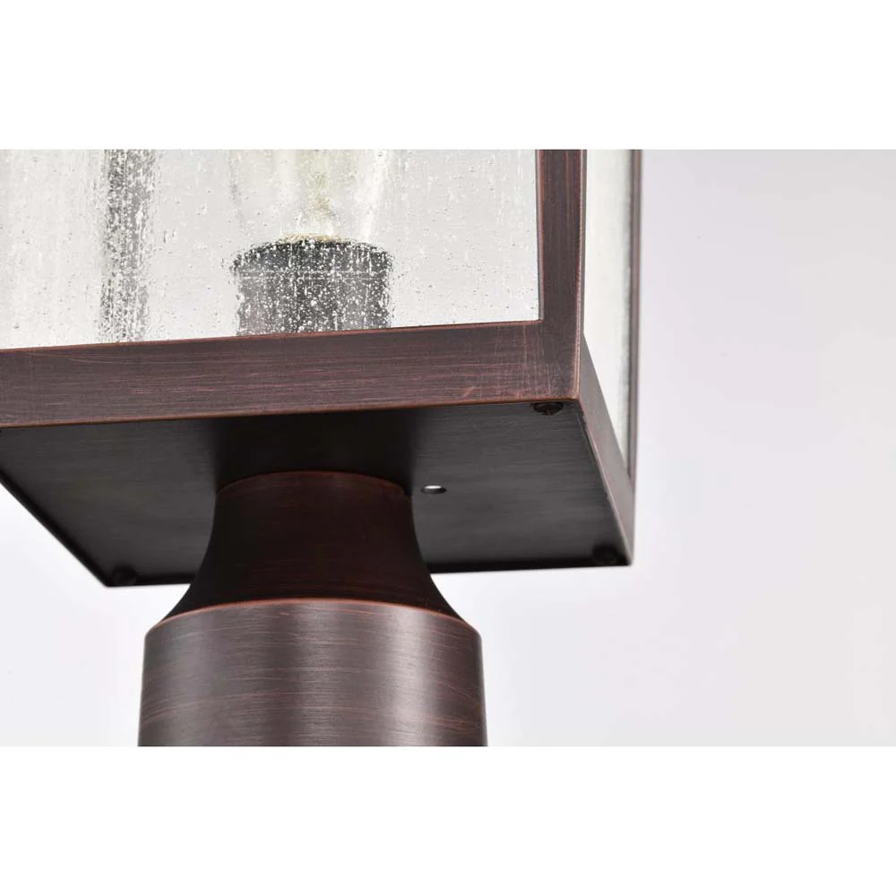 Cove Neck 16-in Post Light Lantern Rustic Bronze Finish w/ Clear Seeded Glass - Image 7
