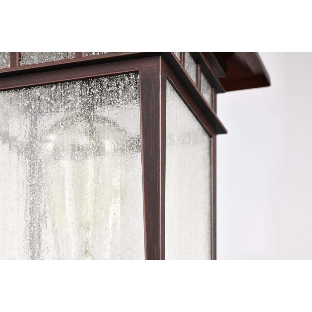 Cove Neck 16-in Post Light Lantern Rustic Bronze Finish w/ Clear Seeded Glass - Image 8