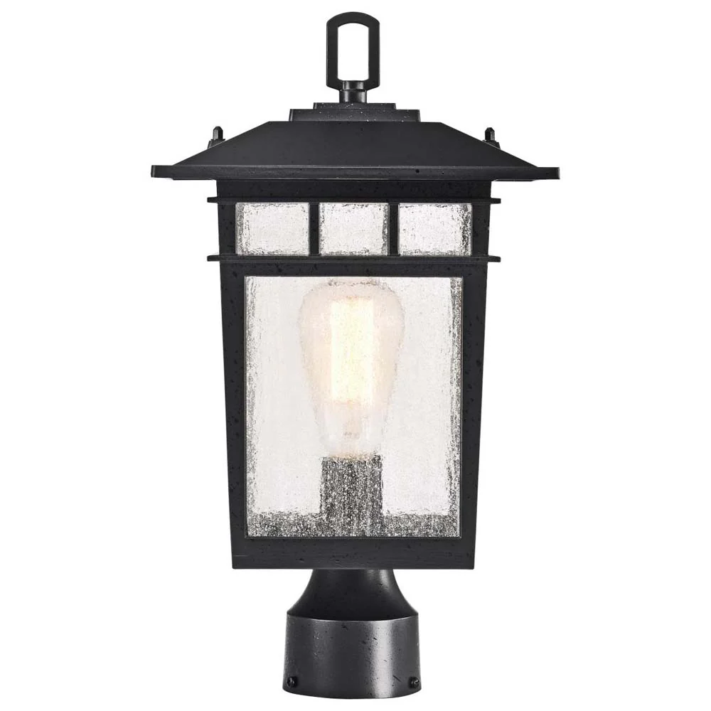 Cove Neck 16-in Post Light Lantern Textured Black Finish w/ Clear Seeded Glass - Image 2