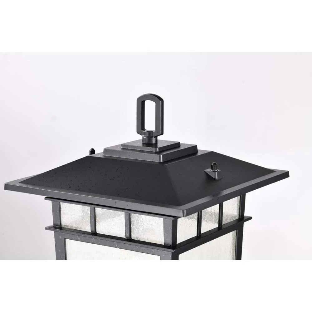 Cove Neck 16-in Post Light Lantern Textured Black Finish w/ Clear Seeded Glass - Image 3