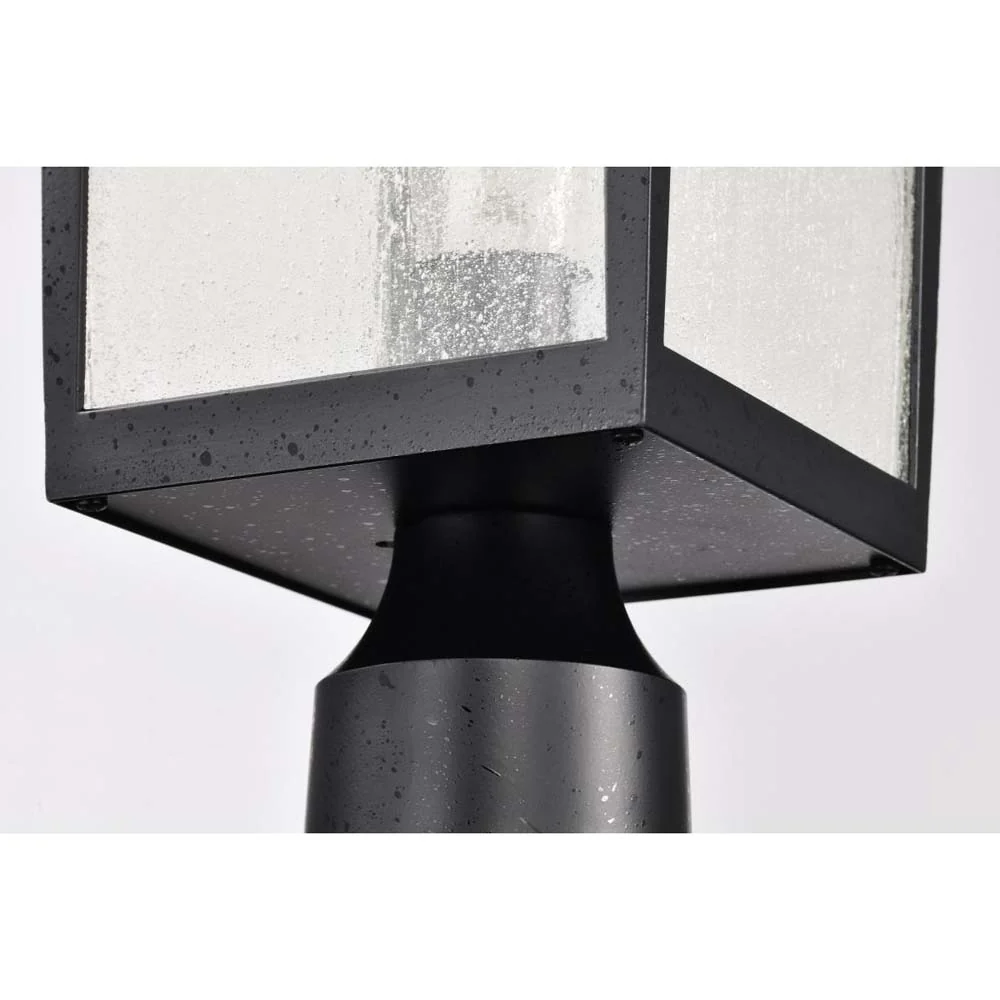 Cove Neck 16-in Post Light Lantern Textured Black Finish w/ Clear Seeded Glass - Image 6