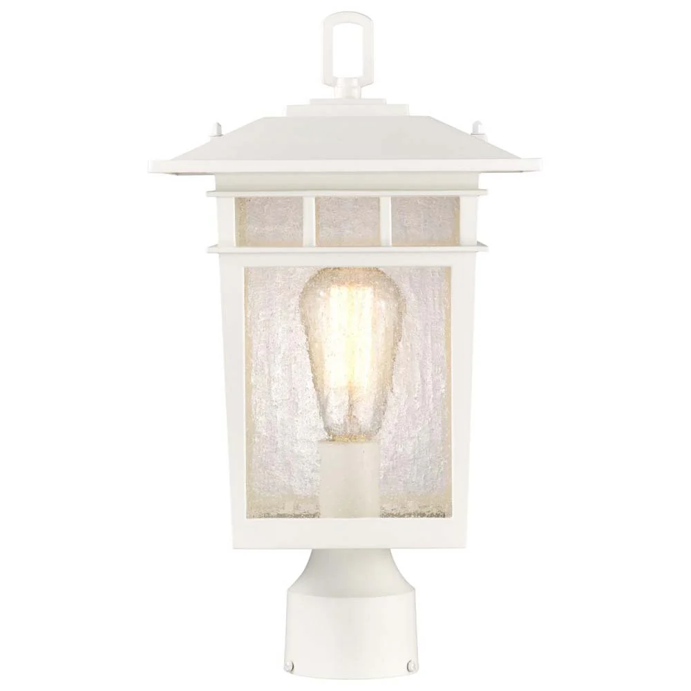 Cove Neck Large 16-in Post Light Lantern White Finish w/ Clear Seeded Glass - Image 2