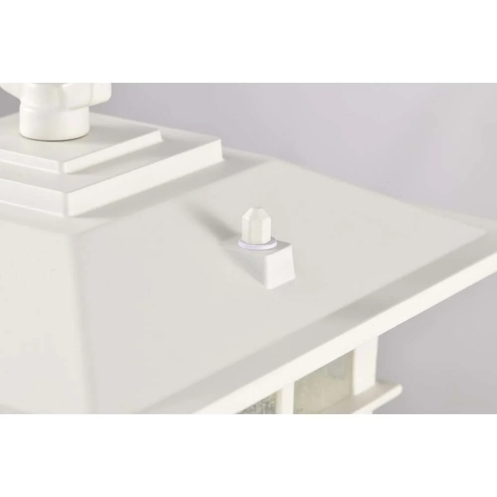 Cove Neck Large 16-in Post Light Lantern White Finish w/ Clear Seeded Glass - Image 4