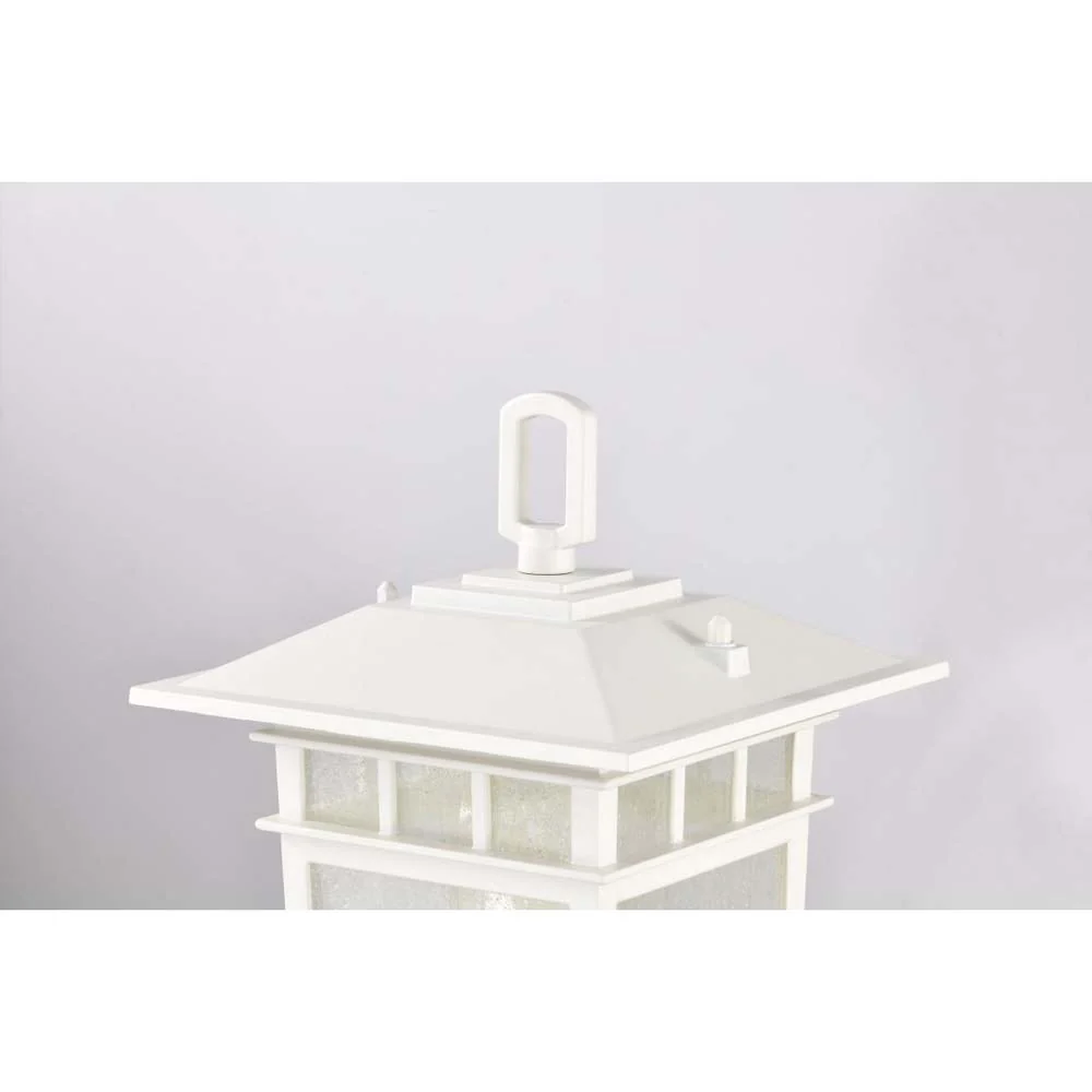 Cove Neck Large 16-in Post Light Lantern White Finish w/ Clear Seeded Glass - Image 5