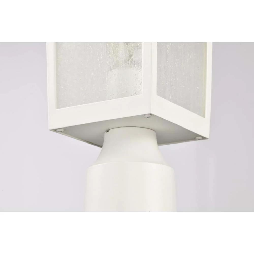 Cove Neck Large 16-in Post Light Lantern White Finish w/ Clear Seeded Glass - Image 6