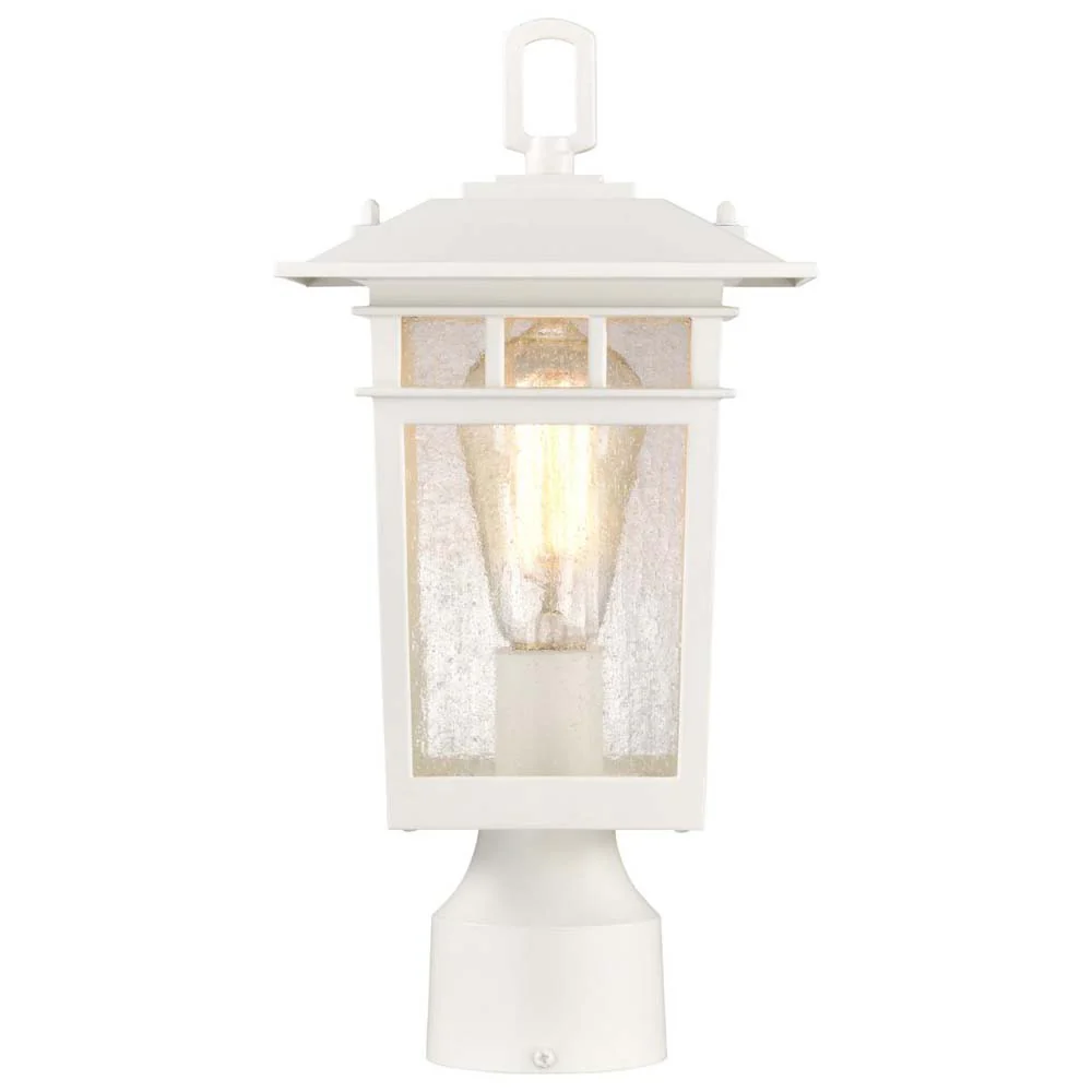 Cove Neck Outdoor 14-in Post Light Lantern White Finish w/ Clear Seeded Glass - Image 2