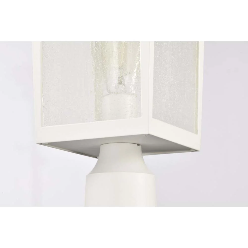 Cove Neck Outdoor 14-in Post Light Lantern White Finish w/ Clear Seeded Glass - Image 4
