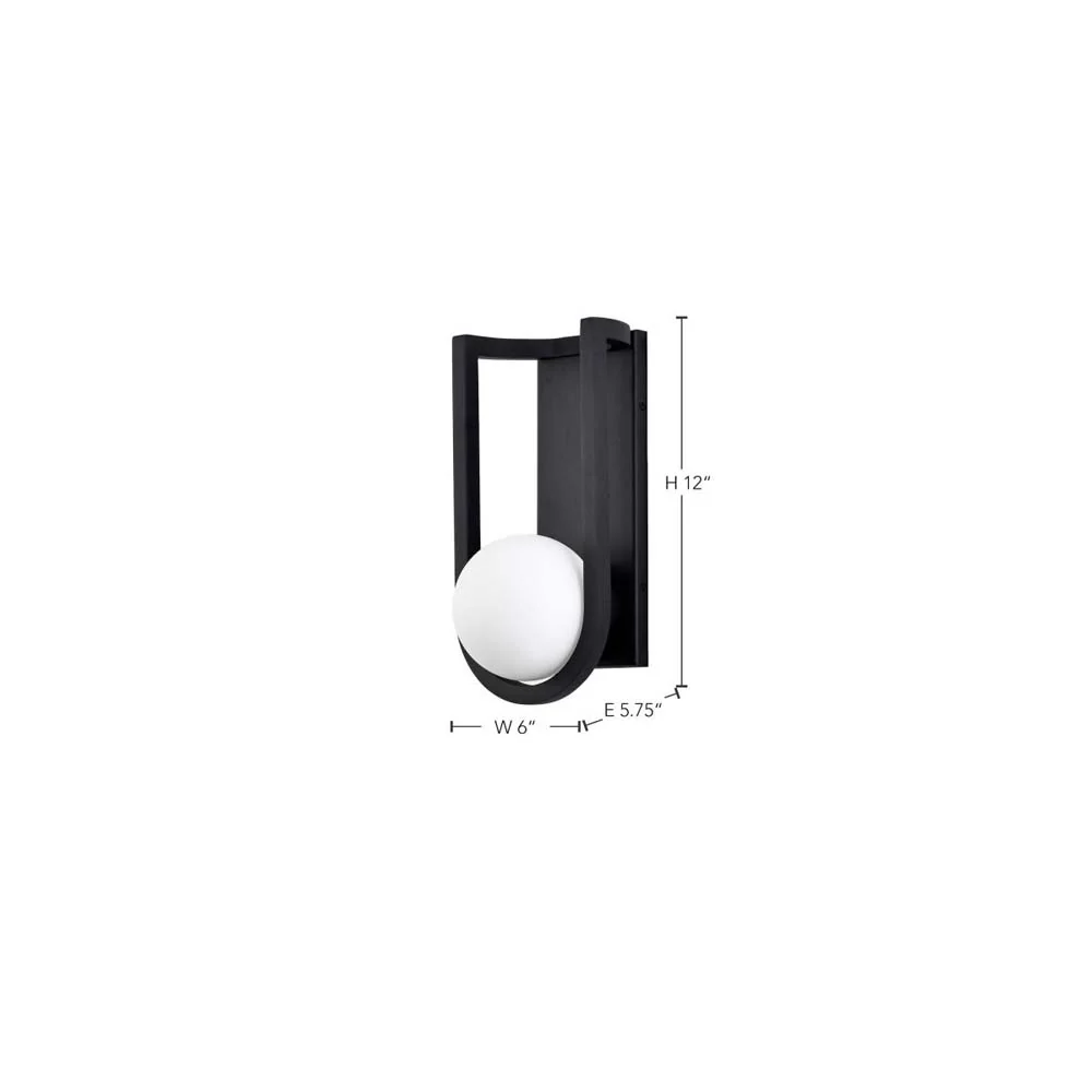 Cradle 6W LED Medium Wall Lantern Matte Black w/ White Opal Glass - Image 7