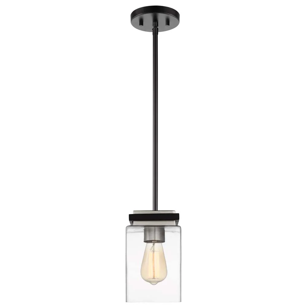 Crossroads 1-Light Mini Pendant Matte Black with Clear Glass - Image 2