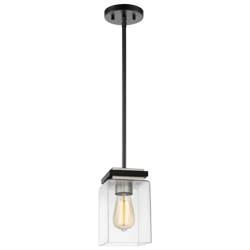 Crossroads 1-Light Mini Pendant Matte Black with Clear Glass - Image 3