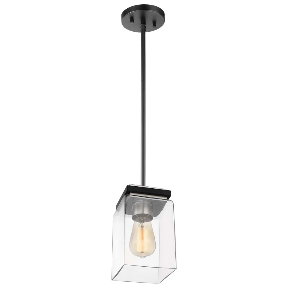 Crossroads 1-Light Mini Pendant Matte Black with Clear Glass - Image 4