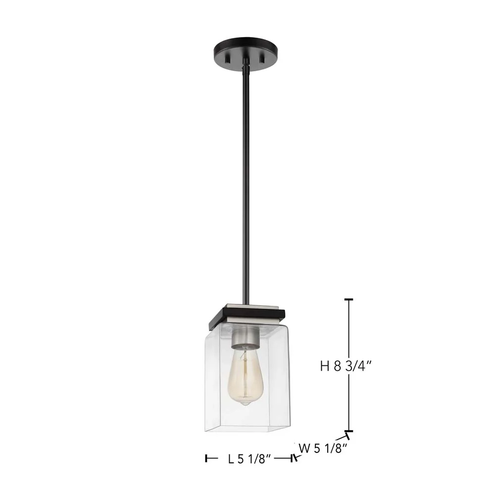 Crossroads 1-Light Mini Pendant Matte Black with Clear Glass - Image 6